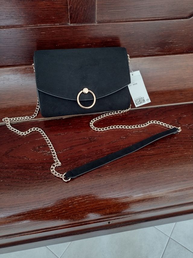 Borsa nera scamosciata