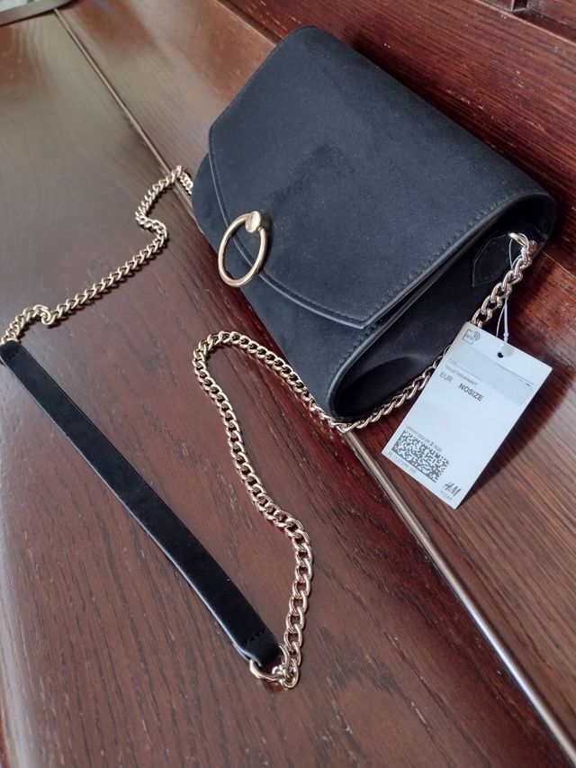 Borsa nera scamosciata