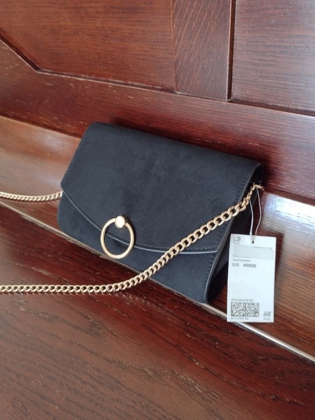 Borsa nera scamosciata