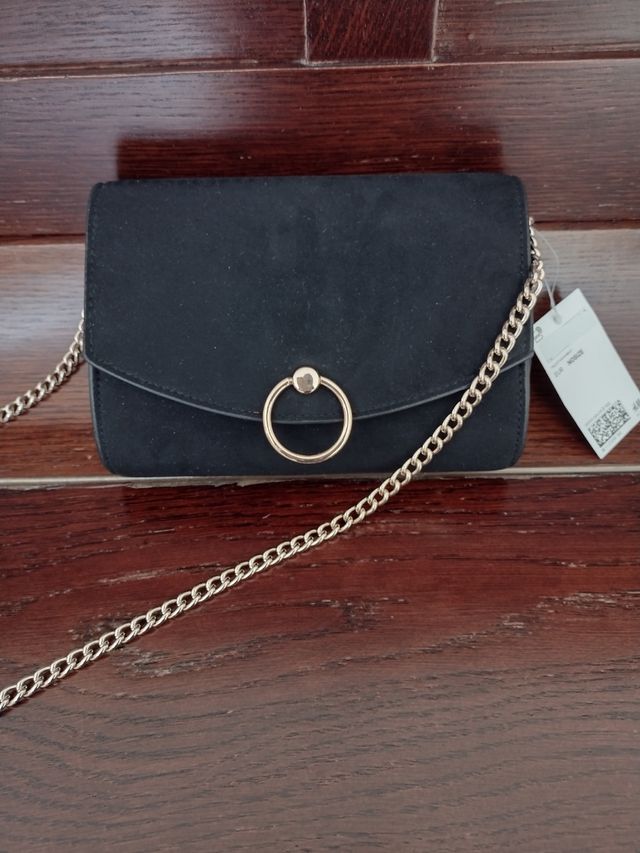 Borsa nera scamosciata