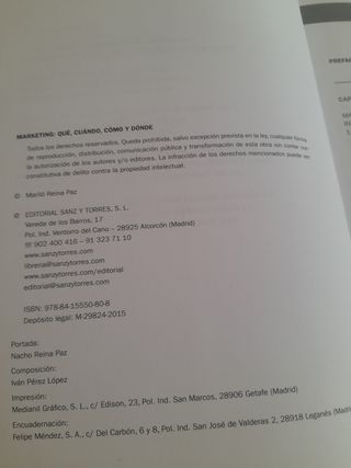 LIBRO "MARKETING QUÉ CUANDO CÓMO Y DÓNDE "