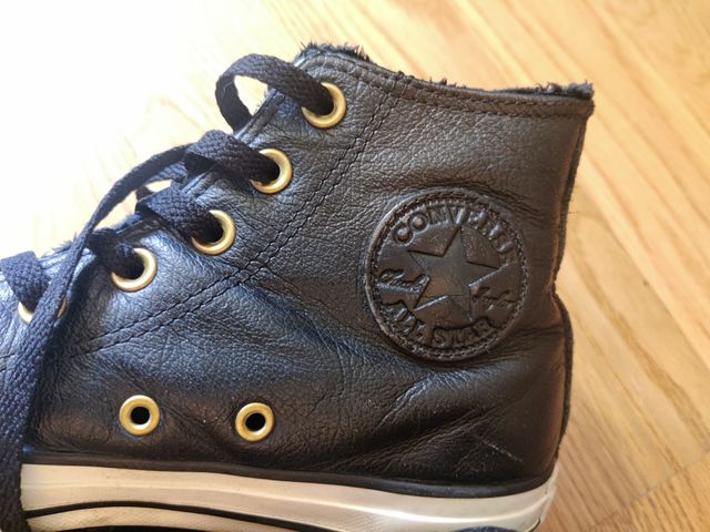 Converse CTAS Black Leather Fur
