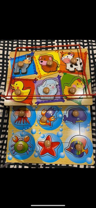 Pack de 3 puzzles de madera con botones para bebé