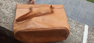 Bolso Shopper en piel beig.