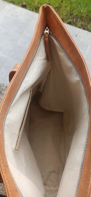 Bolso Shopper en piel beig.