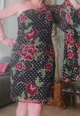 Vestido de gasa lunares y flores