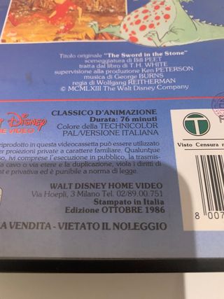Vhs La Spada Nella Roccia Walt Disney