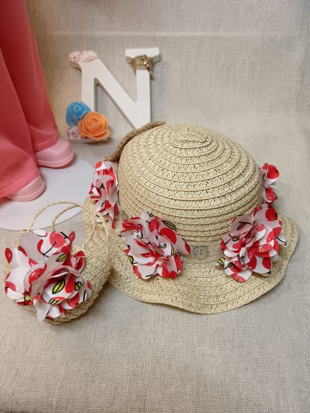 CONJUNTO SOMBRERO PAJA Y CESTO