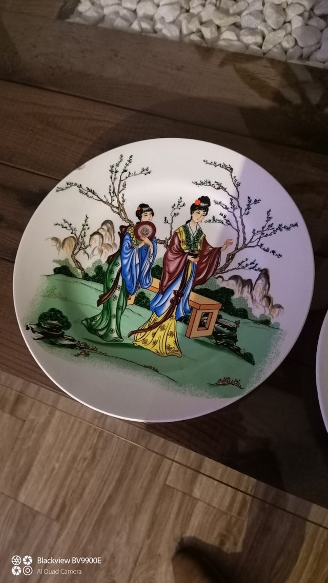 pareja de platos de cerámica antiguo . vintage