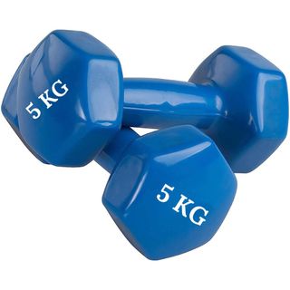 2 Mancuernas Hexagonales Azules de 5 kg