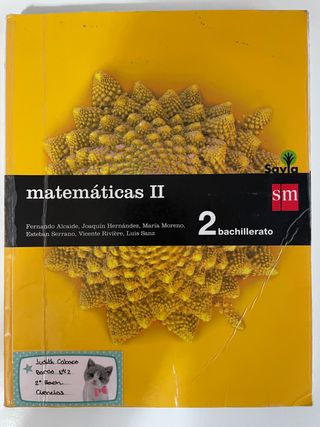 Libro Matemáticas II 2° Bachillerato SM Savia