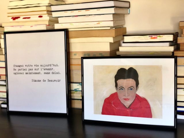 Simone de Beauvoir y cita motivacional Filosofía