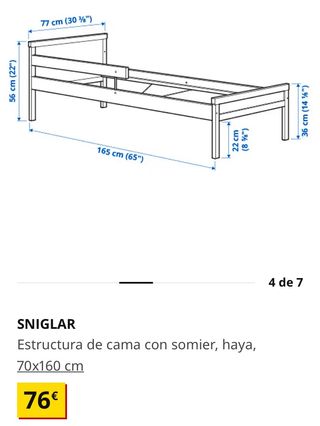 Cama pequeña Sniglar 70x160 Ikea + colchon