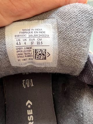 Zapatillas Piel Converse Chuck Taylor T. 37 Junior