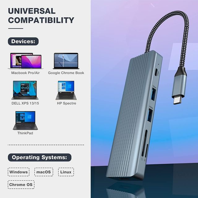 HUB USB 9 en 1 -NUEVO-USB-C 3.0 PD 4K HDMI
