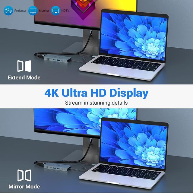 HUB USB 10 en 1 -NUEVO- USB-C 3.0 PD 4K HDMI