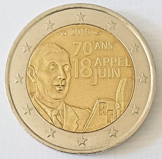 Moneda 2 euros Francia 2010 70 ans appel 18 juin de segunda mano por 4 EUR en Zaragoza en WALLAPOP Moneda 2 euros Francia 2010 70 ans appel 18 juin de segunda mano por 4 EUR en Zaragoza en WALLAPOP