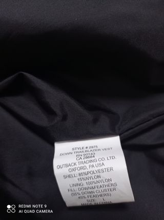 outback trading chaleco plumas plumón australi