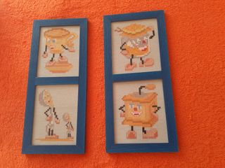 Lote 2 cuadros punto de cruz