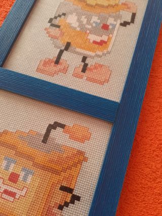 Lote 2 cuadros punto de cruz