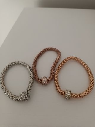Pulseras color plata bronce y oro mariposa corazón