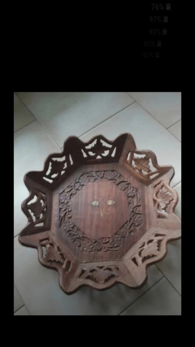 Centro tavola vintage in legno lavorato