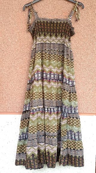 Vestido algodón bohemio tirantes estampado