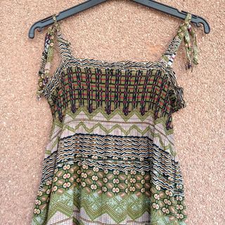 Vestido algodón bohemio tirantes estampado