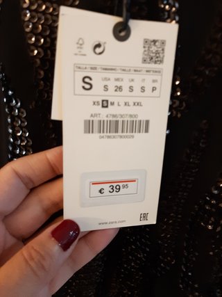 Blusa lentejuelas ZARA t.S SIN ESTRENAR