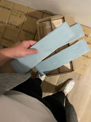 Azulejos marca Mayólica de 7,5 x 30. Hay 12metros2