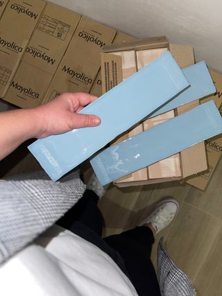 Azulejos marca Mayólica de 7,5 x 30. Hay 12metros2