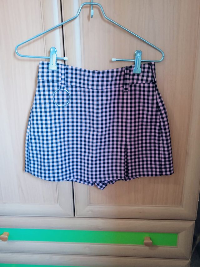Falda pantalón mini de cuadros