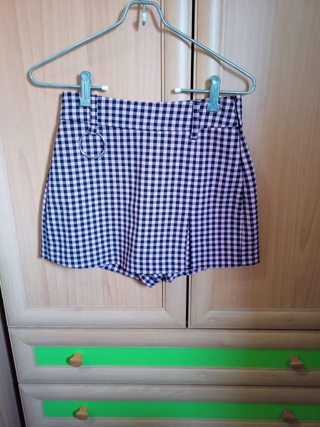 Falda pantalón mini de cuadros