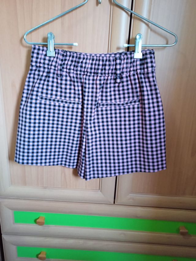 Falda pantalón mini de cuadros