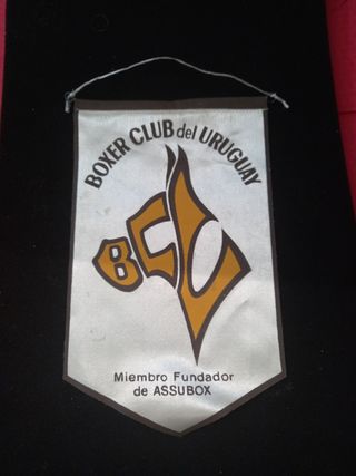 Perro BOXER BANDERIN DE SEDA MUY ANTIGUO AÑOS 70