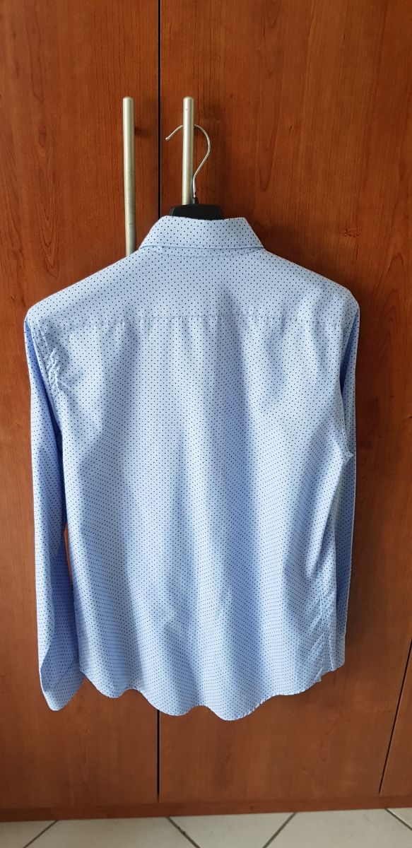 Camicia Zara azzurra pallini fantasia slim fit M
