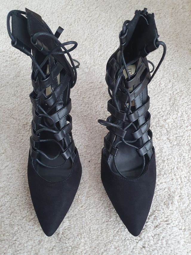 Zapato negro tacón tiras Talla 39 Top Queens