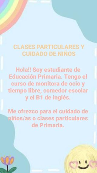 Cuidado de niños/ Clases particulares