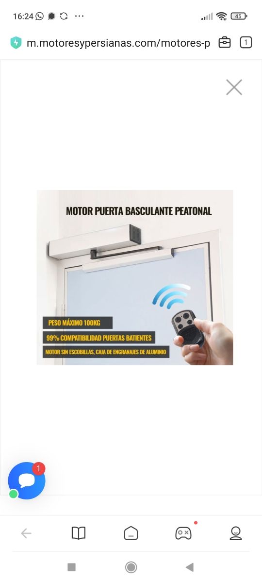 kit motor puerta batiente