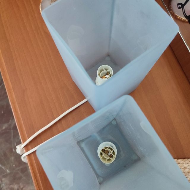 lámpara de cristal azul mesita noche