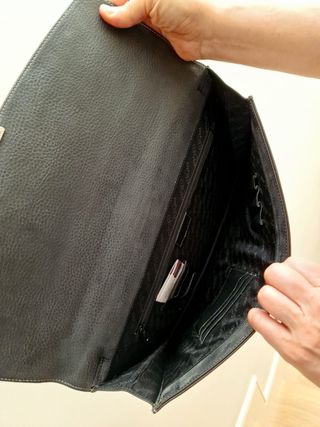 CARTERA PORTAFOLIOS MANUAL PIEL SIN ASA NEGRA