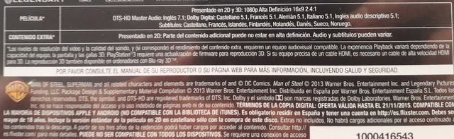 PACK/COMBO EL HOMBRE DE ACERO BLUE-RAY/3D