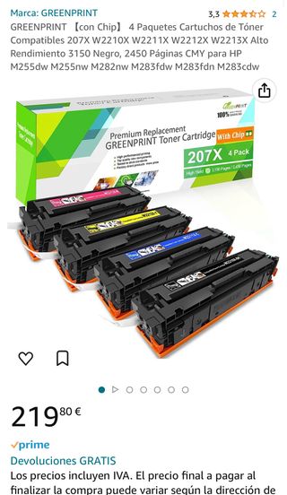 Cartuchos de Tóner Compatibles Hp y 207x