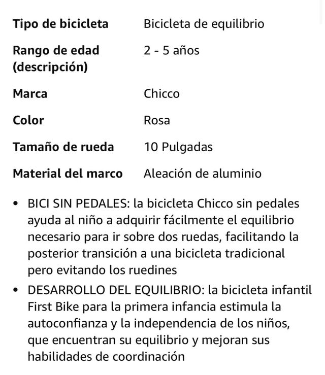 Bici sin pedales Chicco rosa