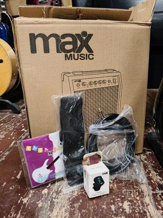 Pack bajo eléctrico amplificador y accesorios max
