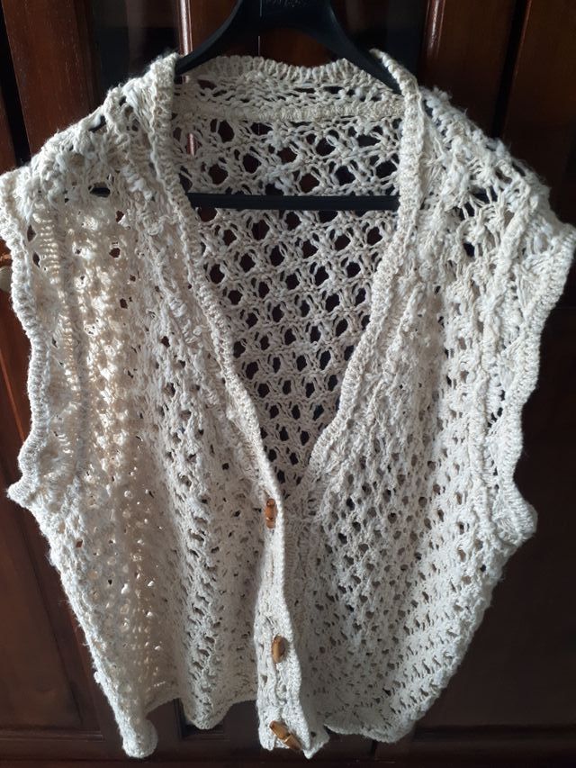 Chaleco Señora Punto lana calado - Vintage