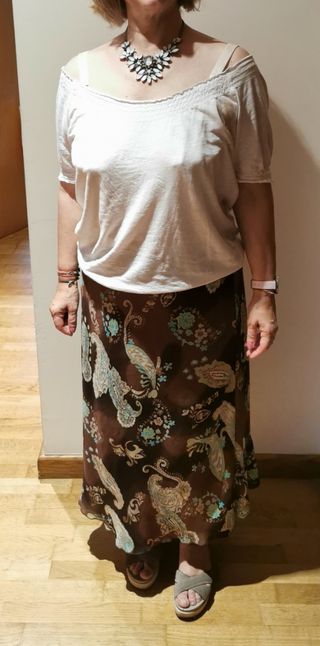 Falda larga marrón 