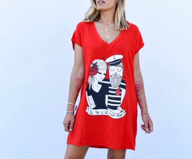 VESTIDO TIPO TÚNICA "TÚ, YO Y EL MAR" ROJO