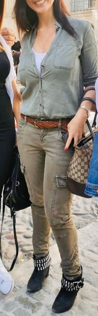 CALVIN KLEIN JEANS - Camisa verde khaki t. XS