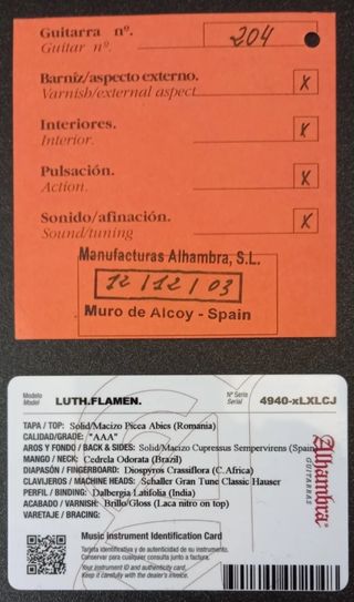 Guitarra Alhambra Luthier Flamenco